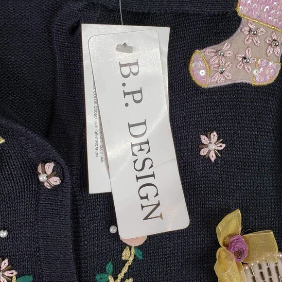 BP Design Sweater Cardigan Womens Black Knit Size Medium M Christmas New - Picture 7 of 9